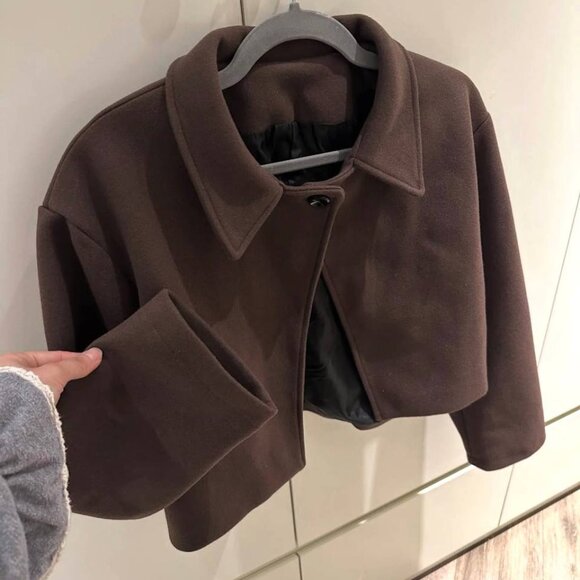 Dark Brown Cropped Jacket - Picture 2 of 3